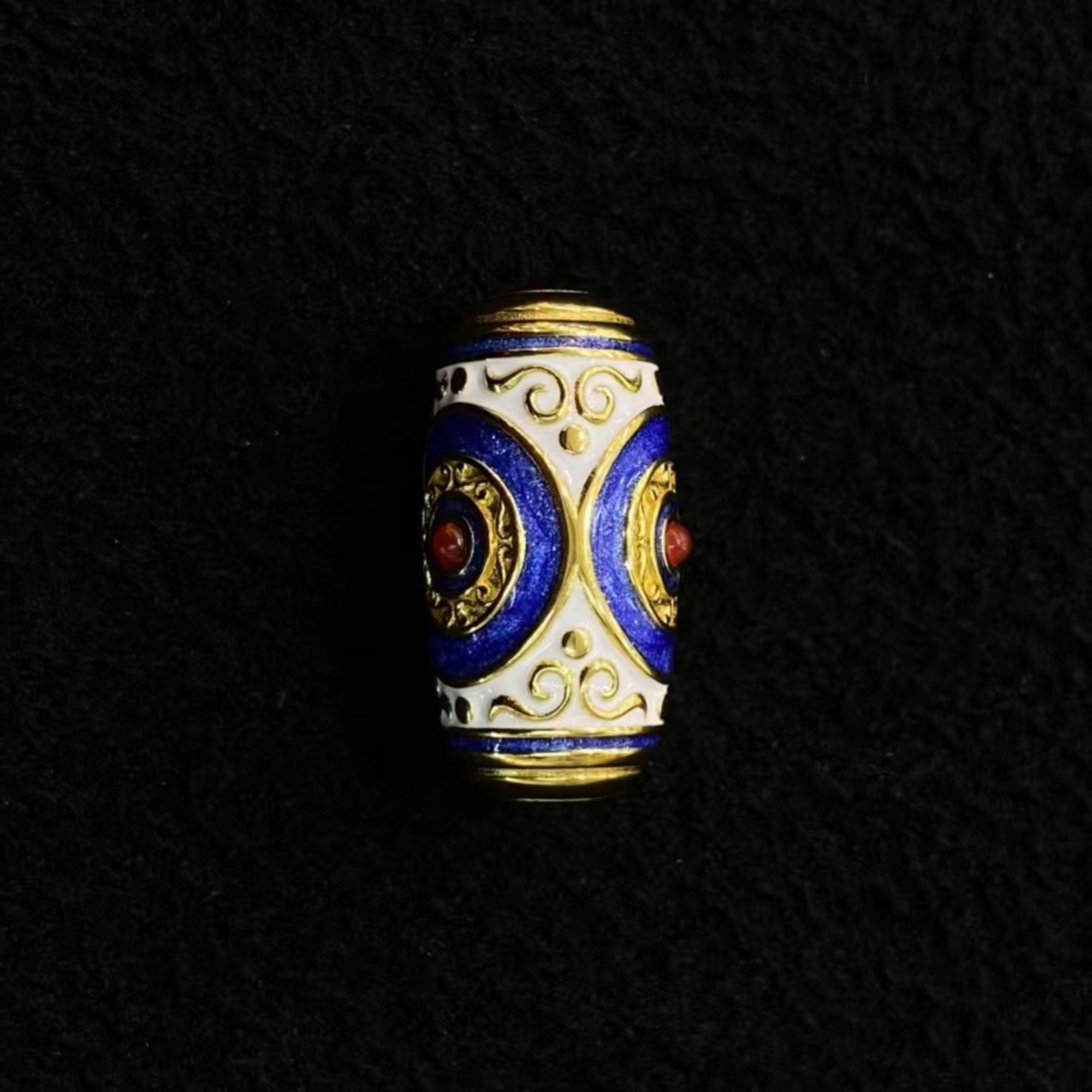 Tibetan Three-Eyed Dzi Enamel Silver Pendant