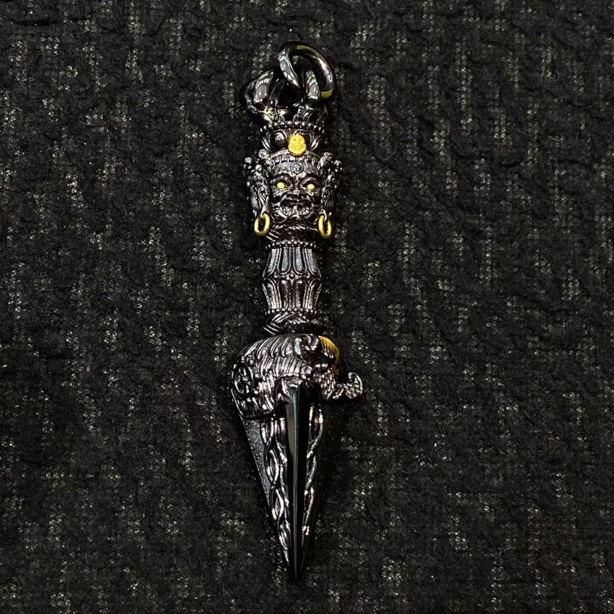 2010’s★ インド特殊国境部隊フロンティア軍★ Vajra Necklace Tibetan Three-Faced Vajra Guardian Pendant Necklace