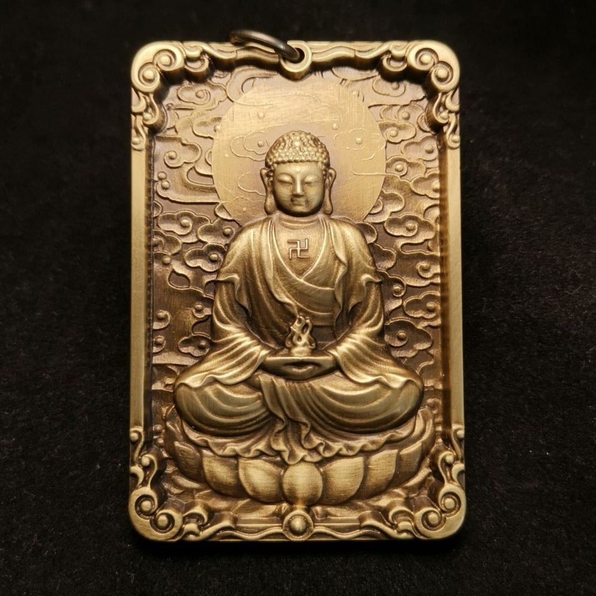 Tibetan Vairocana Buddha Brass Pendant Necklace