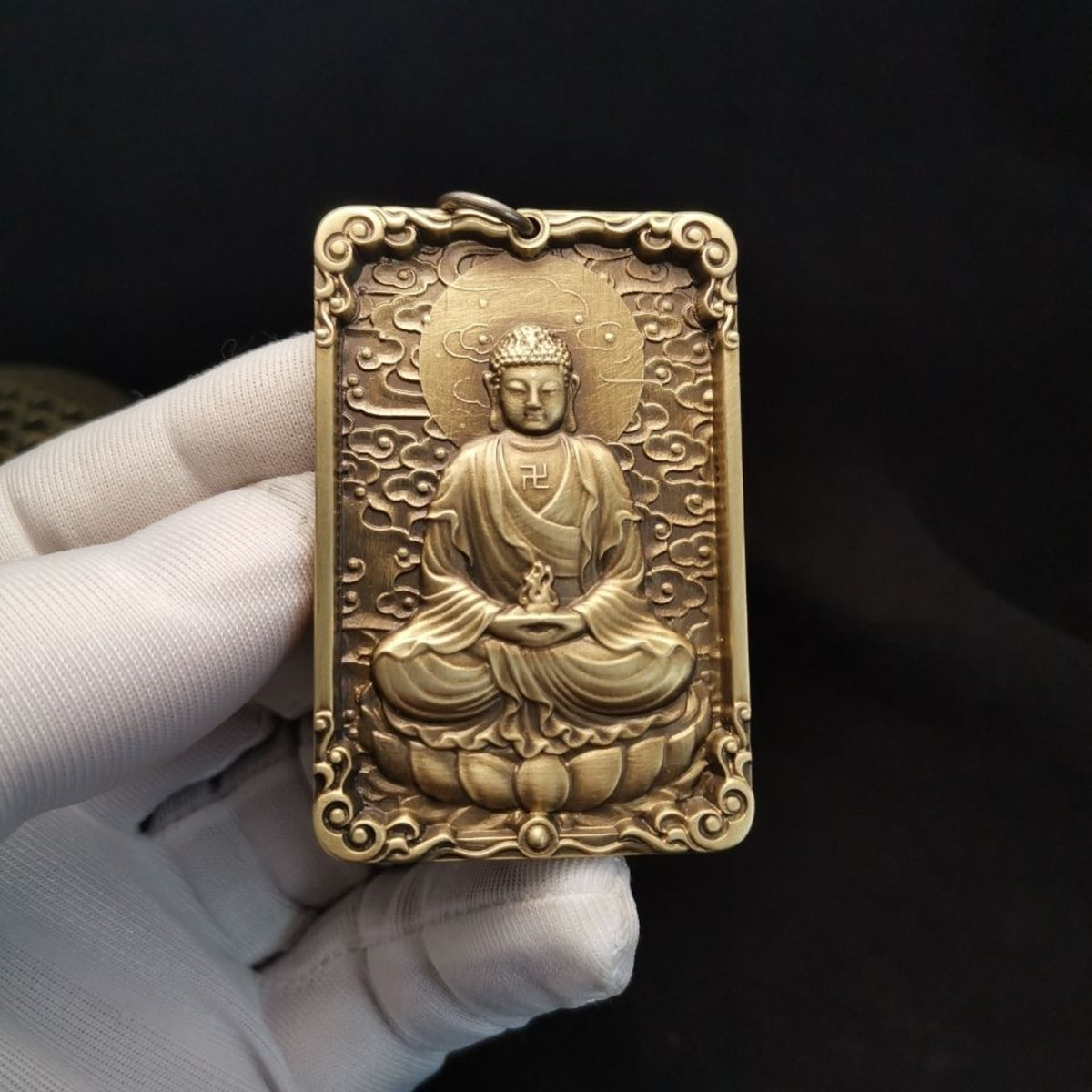Tibetan Vairocana Buddha Brass Pendant Necklace