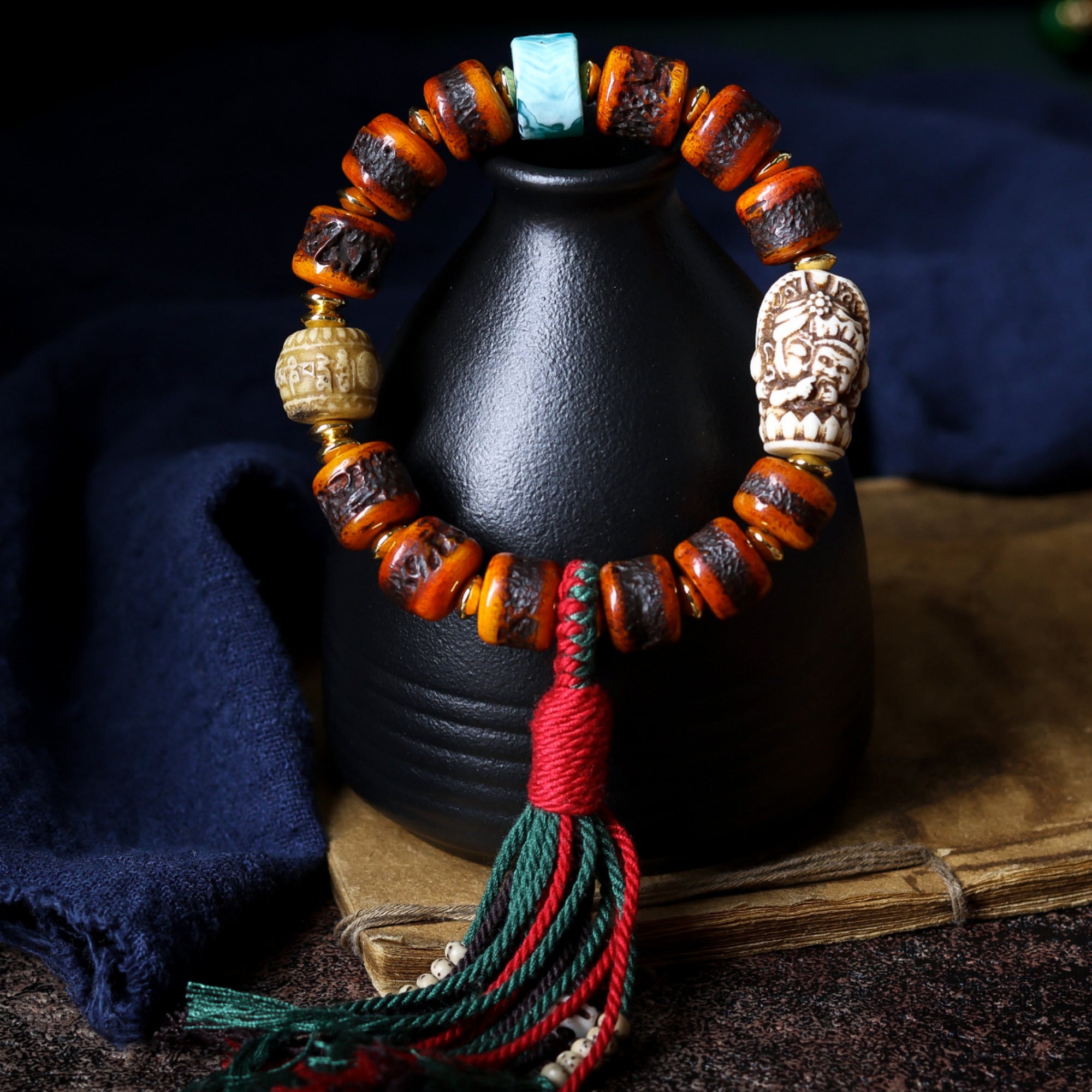 Tibetan Yak Bone Carved Zakiram Bracelet
