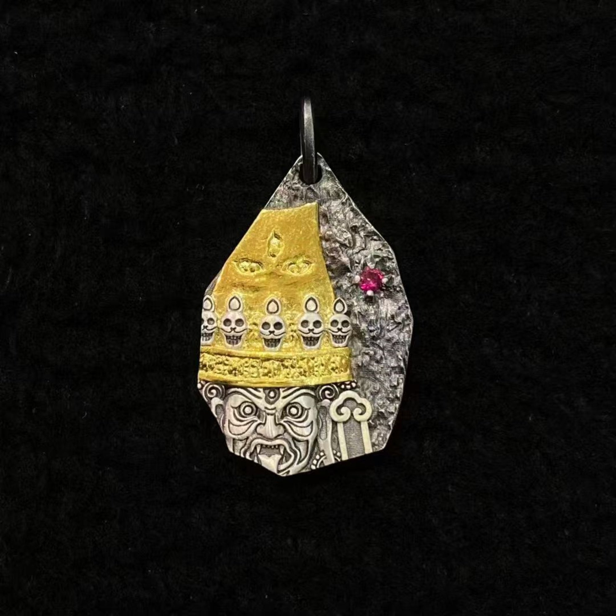 Tibetan Zakiram (Wealth Goddess) Sterling Silver Talisman Pendant Necklace