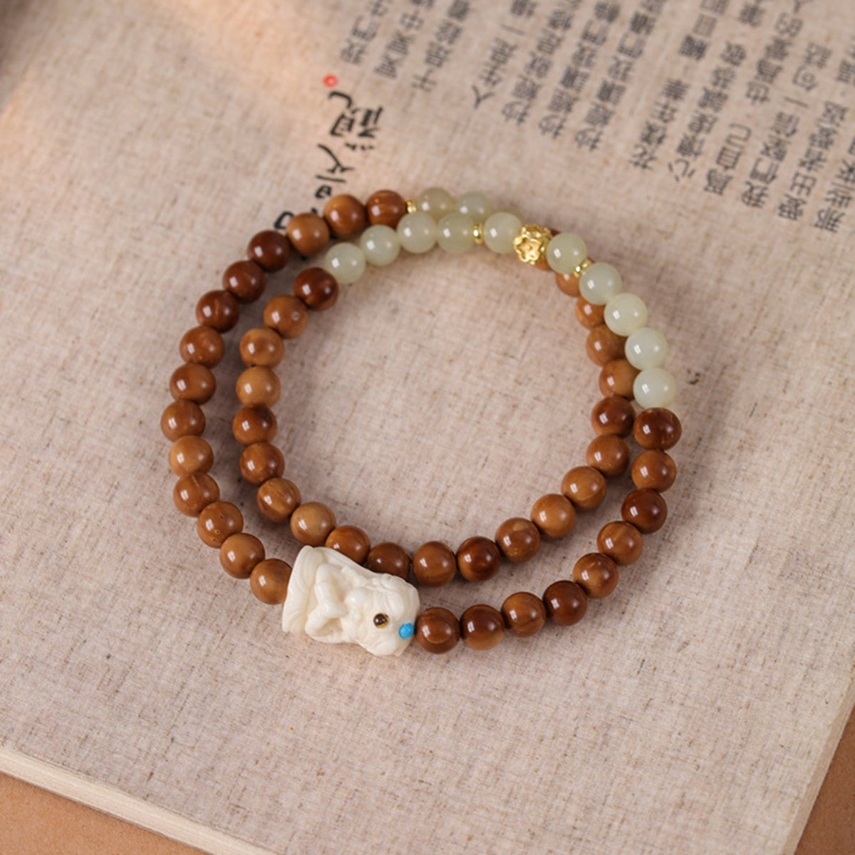 Zen Harmony Hetian Jade & Bodhi Mala Bracelet