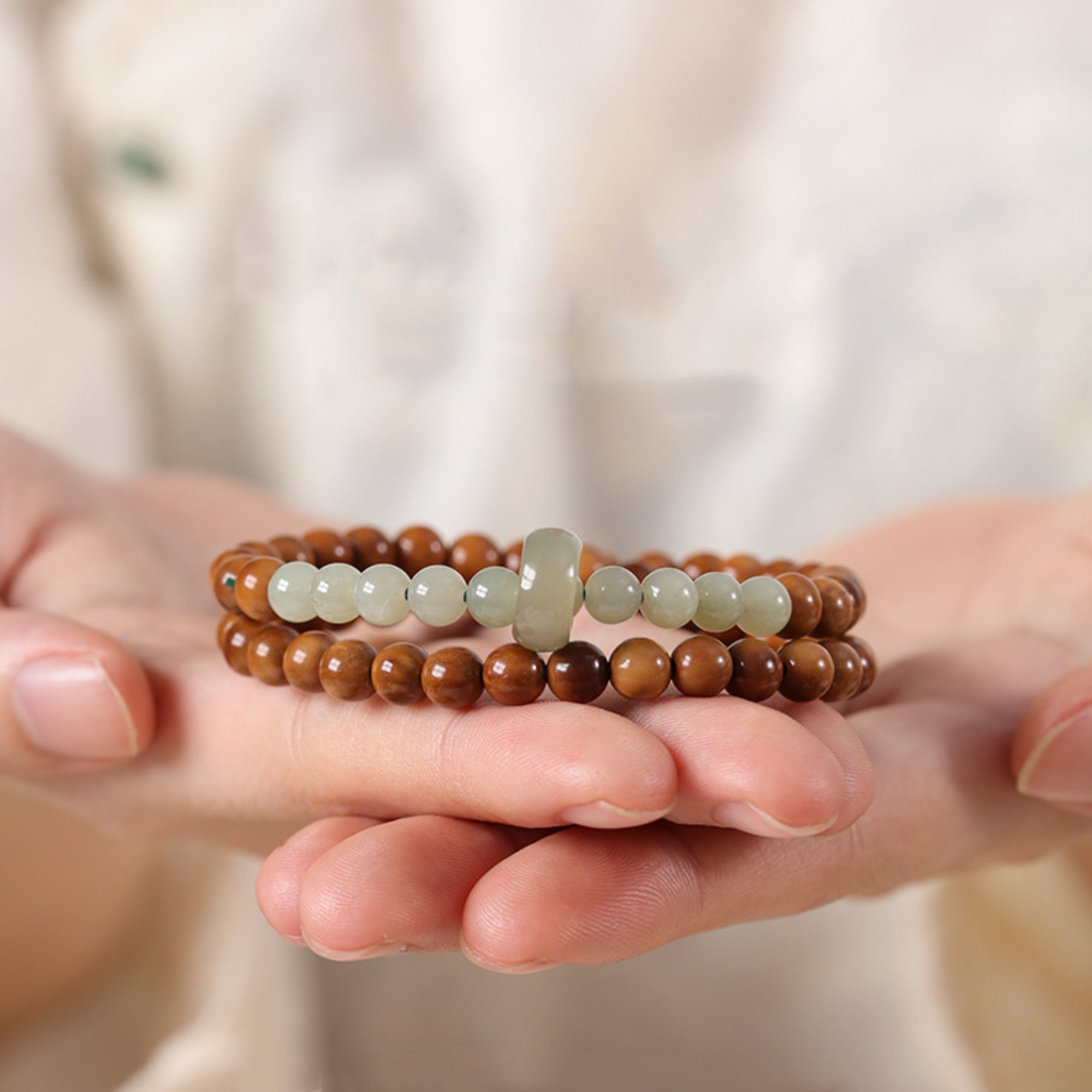 Zen Harmony Hetian Jade & Bodhi Mala Bracelet