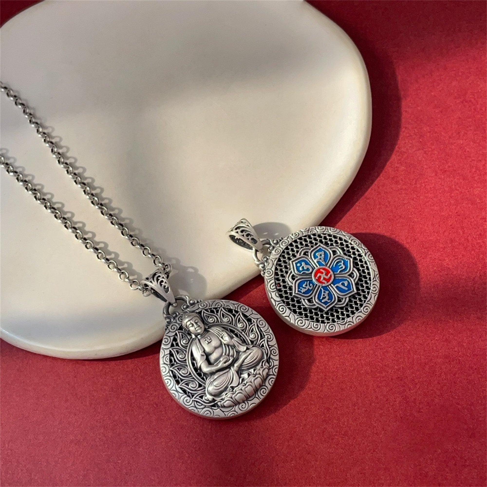 Six-Syllable Mantra Guardian Buddha Amulet Necklace