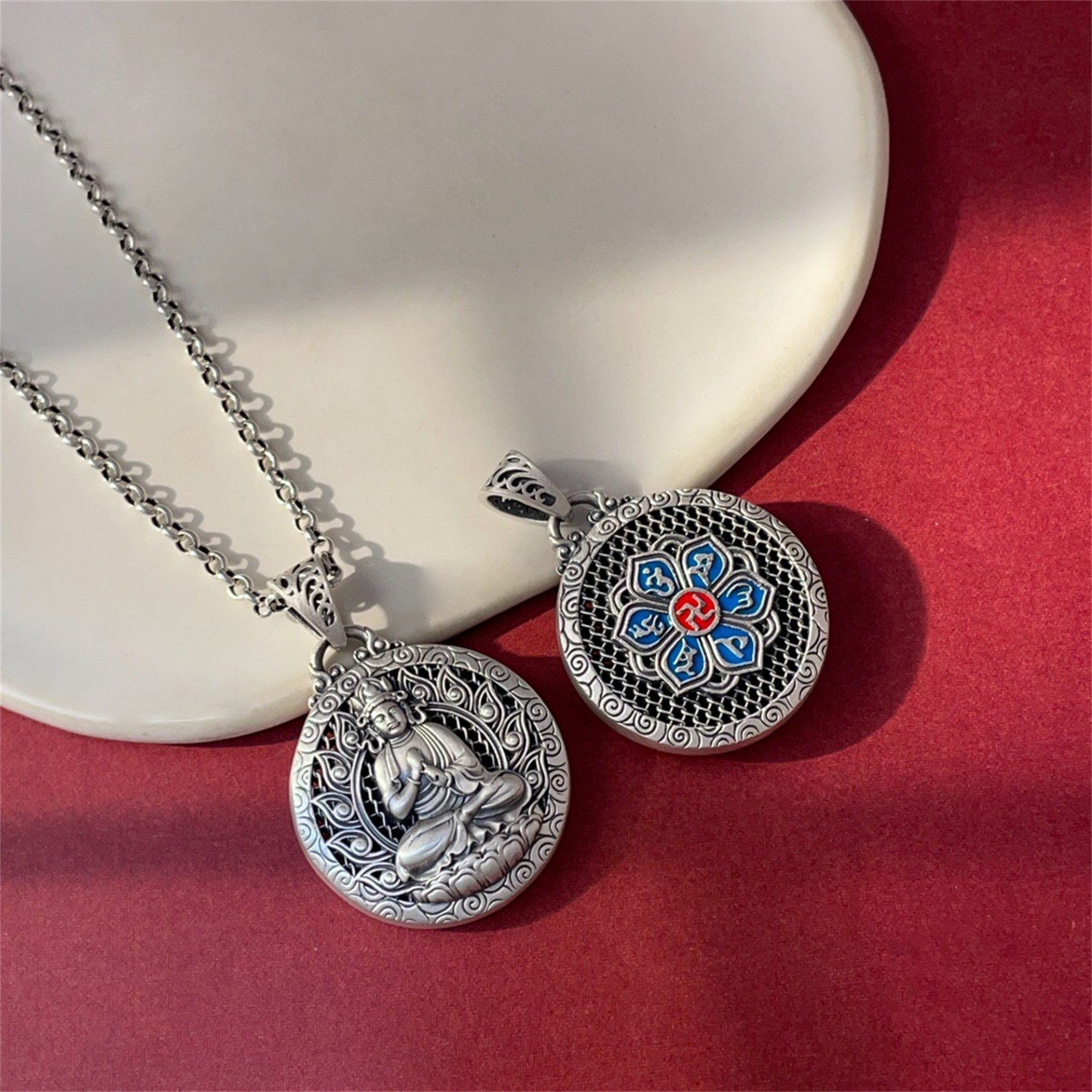 Six-Syllable Mantra Guardian Buddha Amulet Necklace