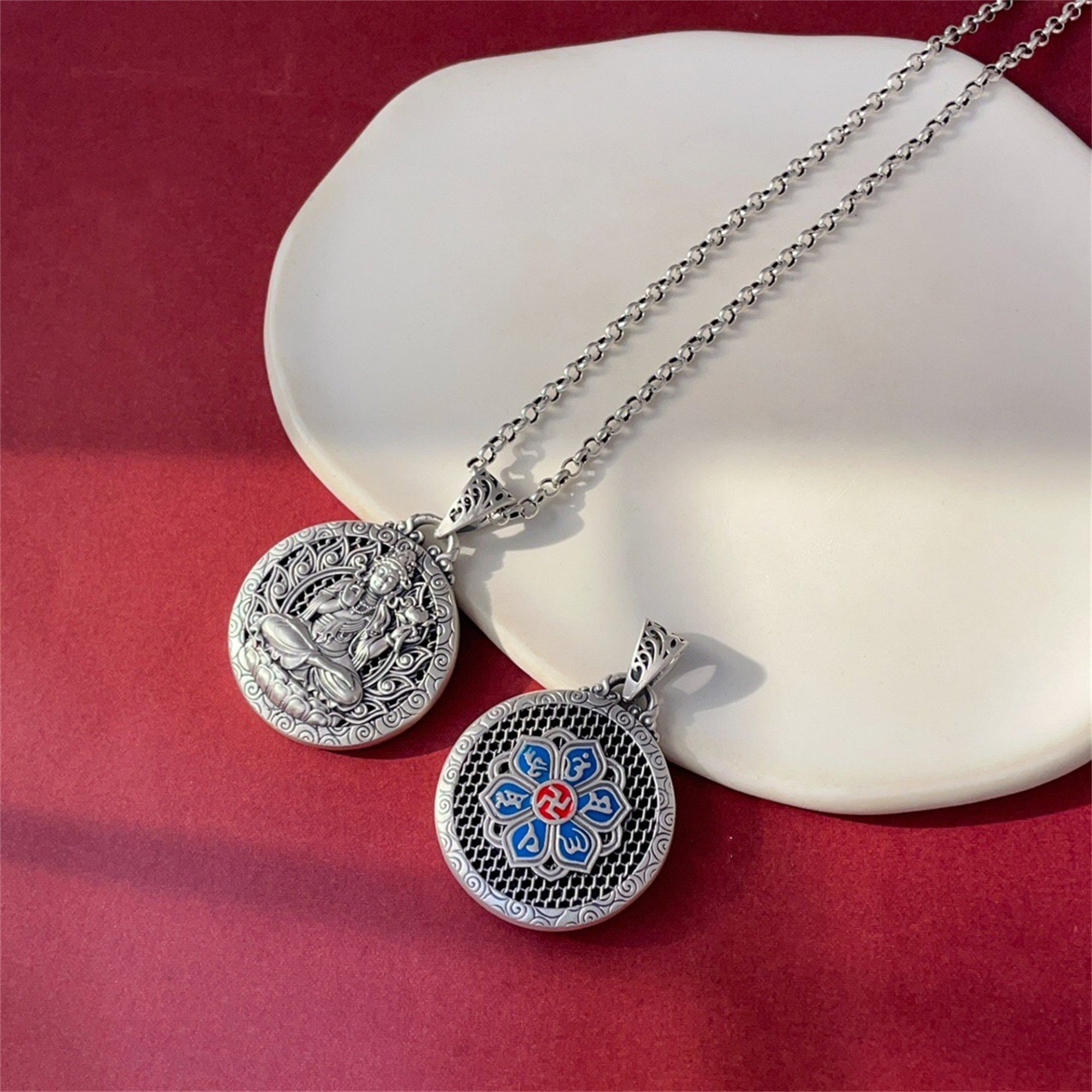 Six-Syllable Mantra Guardian Buddha Amulet Necklace