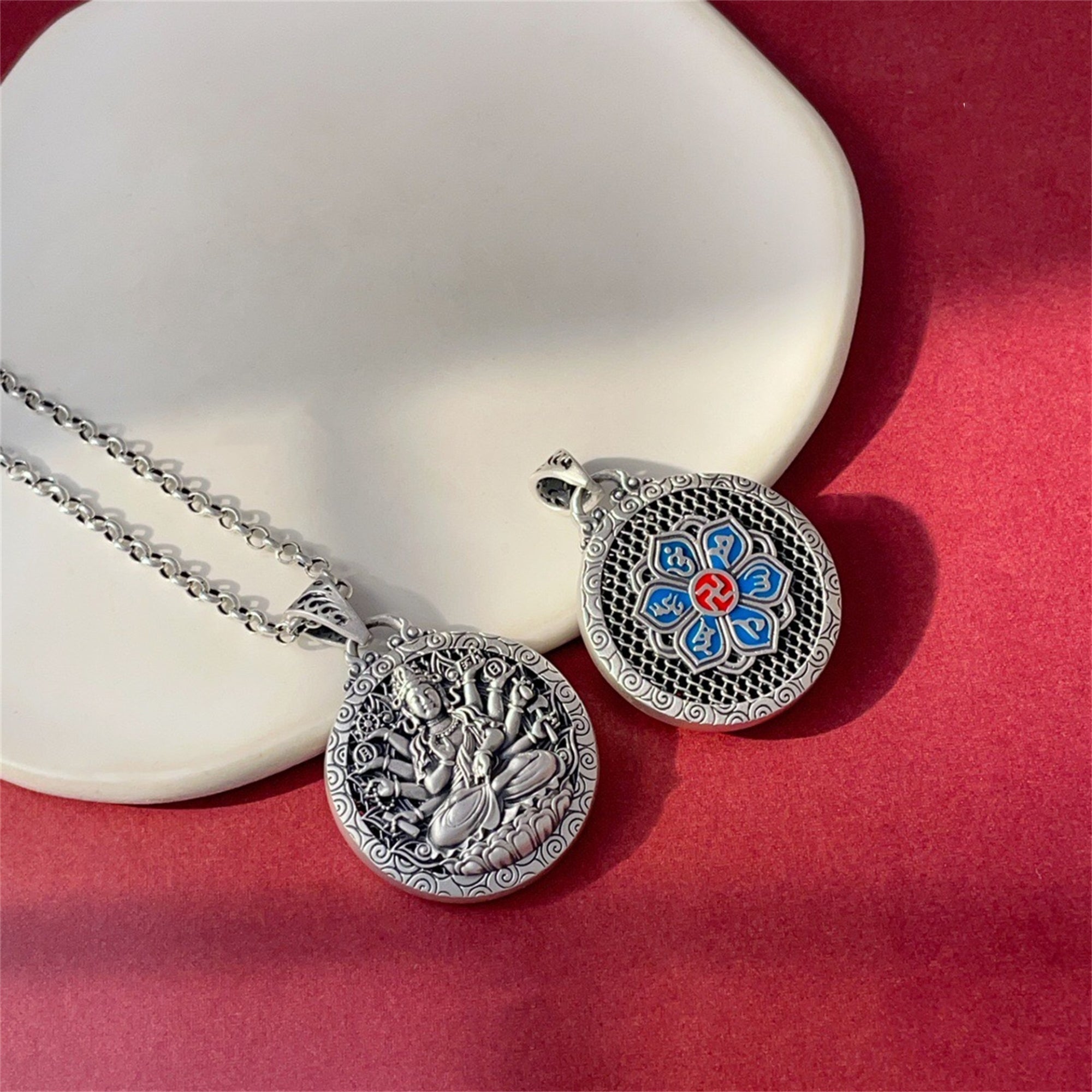 Six-Syllable Mantra Guardian Buddha Amulet Necklace