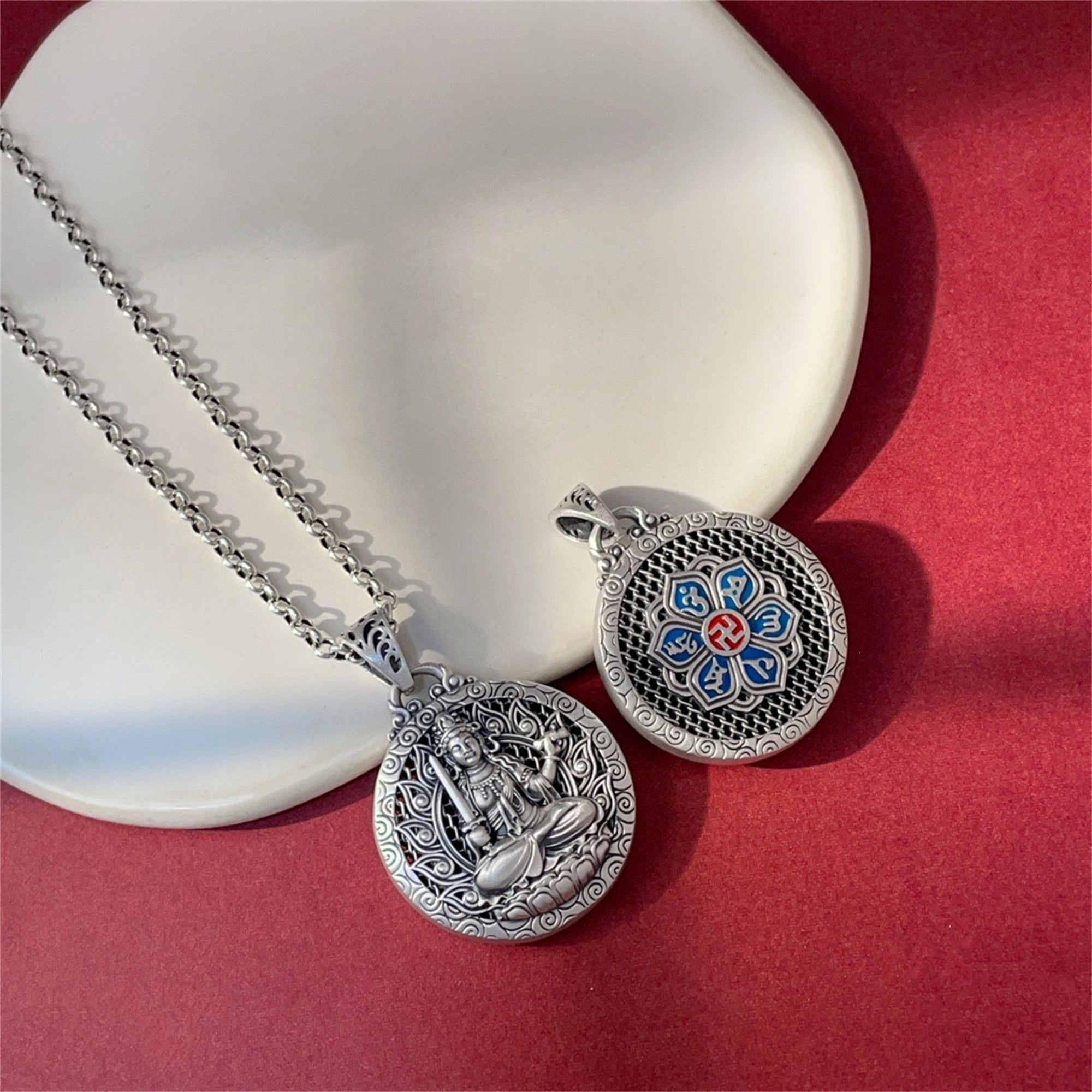 Six-Syllable Mantra Guardian Buddha Amulet Necklace